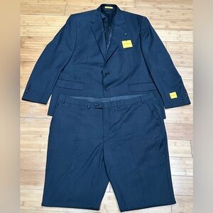 Hickey Freeman Havana Suit Men’s 50R W45 Charcoal Gray Flat Front Pants NWT